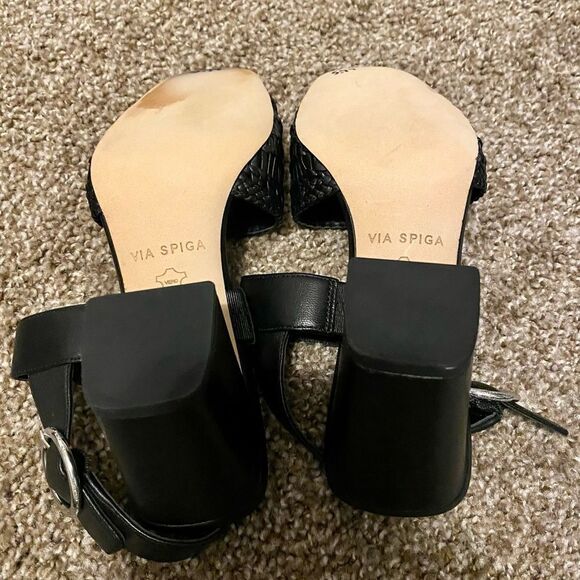 Via Spiga Evelyne Black Sandal with Block Heel - Picture 6 of 8